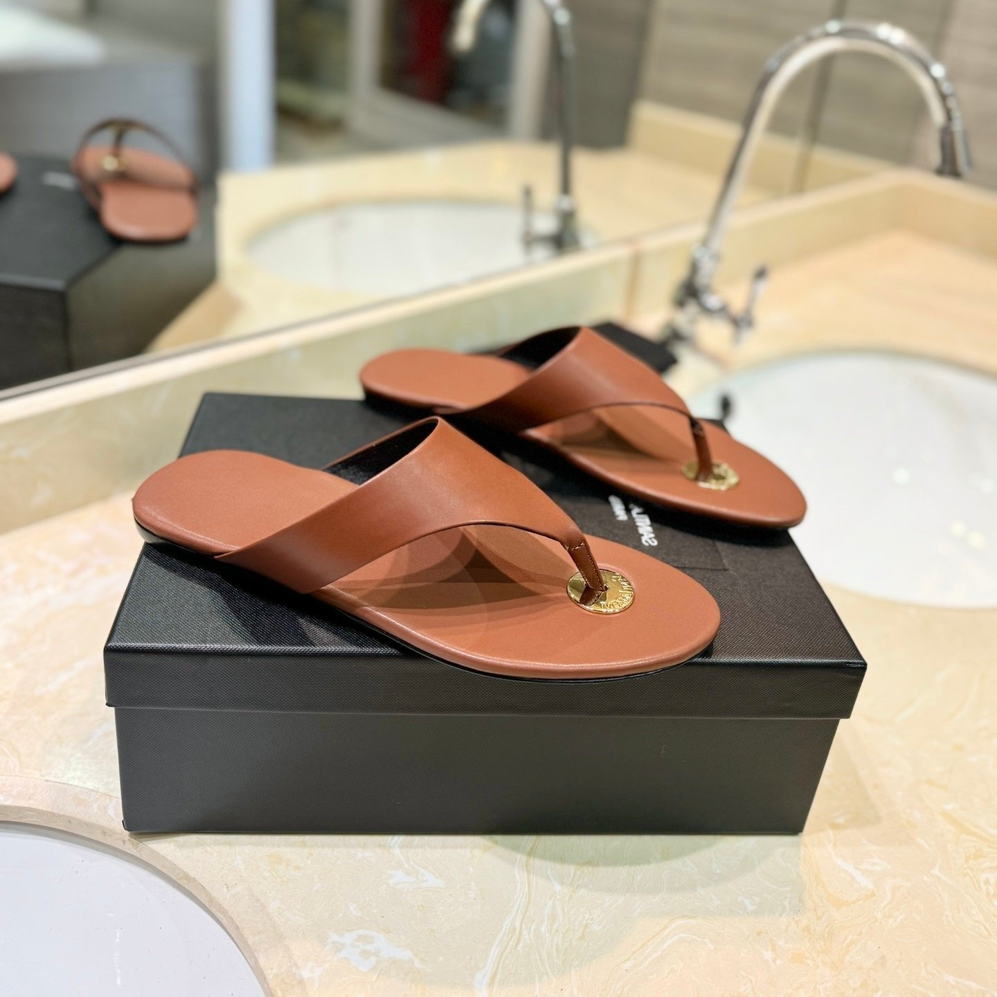 SL KOUROS THONG SANDALS BROWN CALFSKIN - 35
