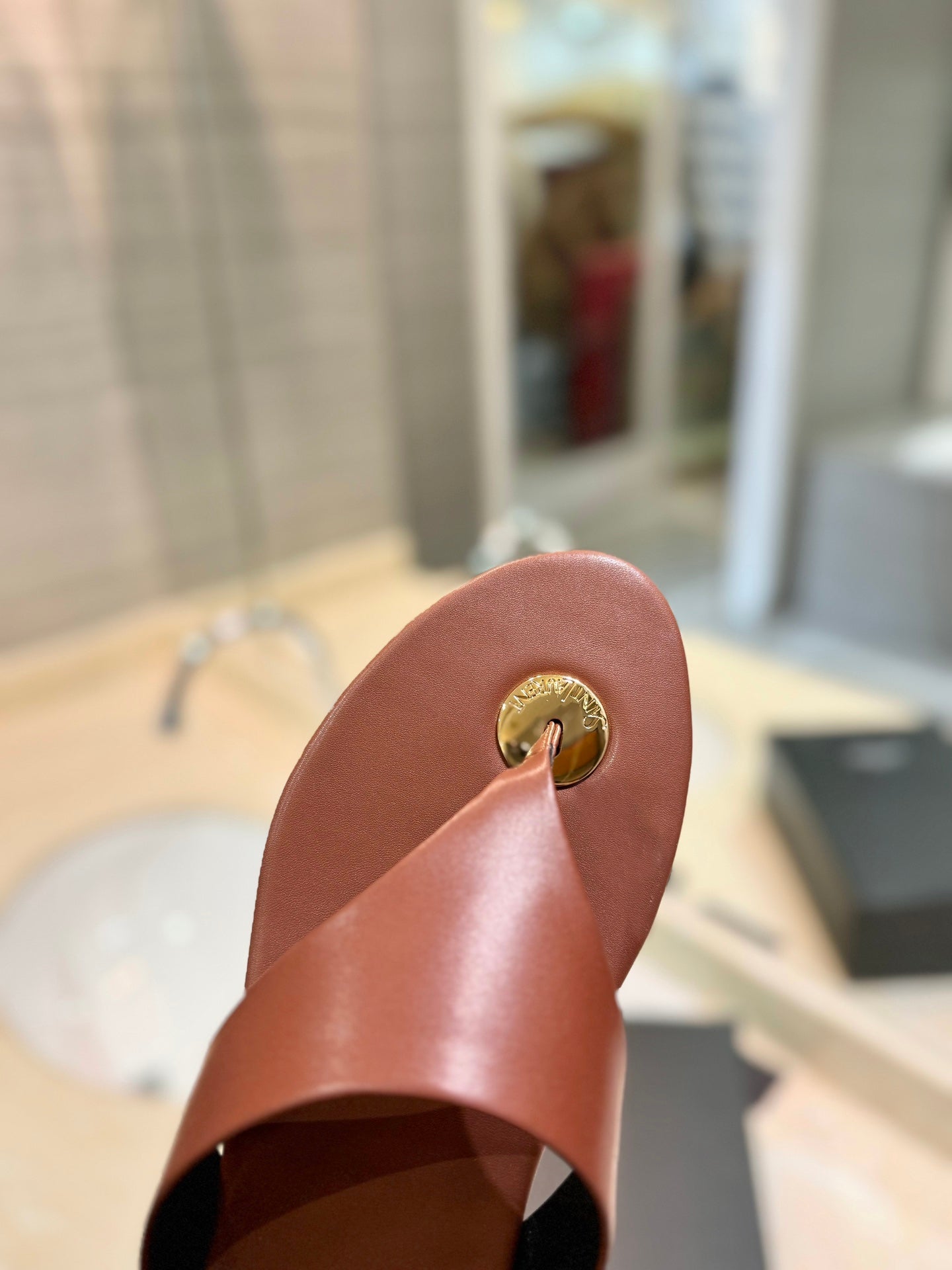SL KOUROS THONG SANDALS BROWN CALFSKIN - 35