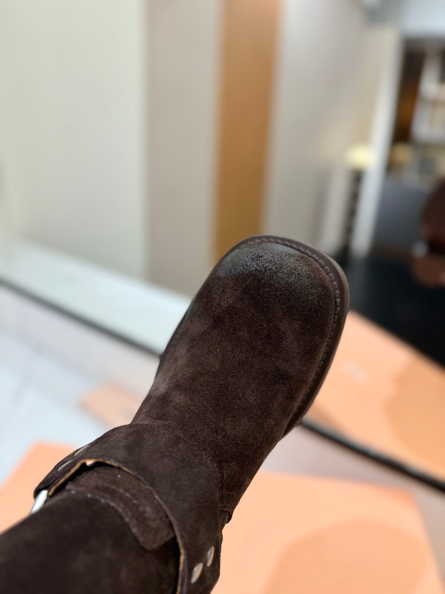 THICK-SOLED BUCKLE BOOTS IN BLACK SUEDE - 35