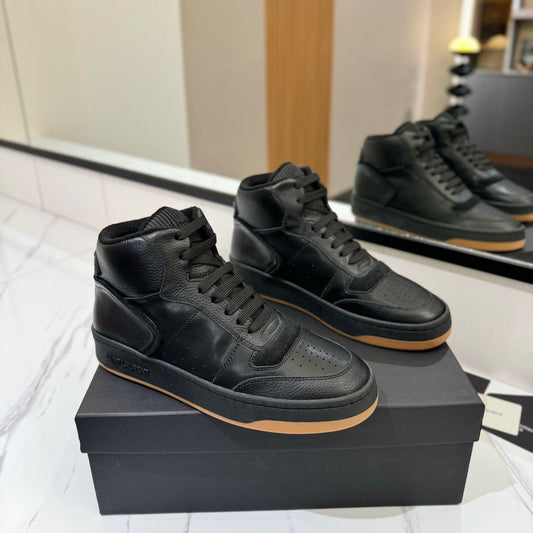 MID-TOP SNEAKERS IN BLACK PERFORATED LAMBSKIN - 35