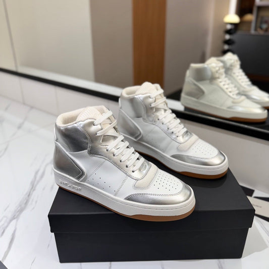 MID-TOP SNEAKERS IN SILVER MIX WHITE LAMBSKIN - 35