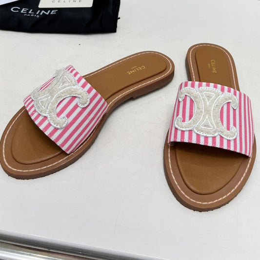 LYMPIA MULE IN TRIOMPHE JACQUARD WOOLLEN FABRIC WHITE PINK CARO - 35