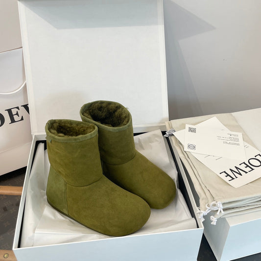 ЧЕРЕВИКИ LOEWE 26S LAGO З ОЛИВКОВО-ЗЕЛЕНОЇ ЗАМШІ ТА ОВЧИНИ