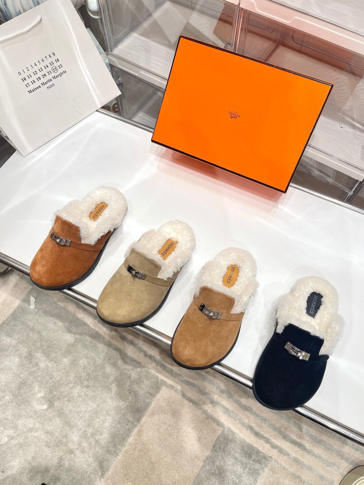 SLIP-ON MULE IN BLACK SUEDE AND SHEARLING LINING - 35