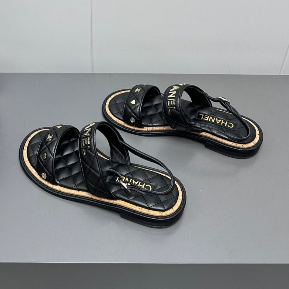 Dad sandals black calf leather - 35