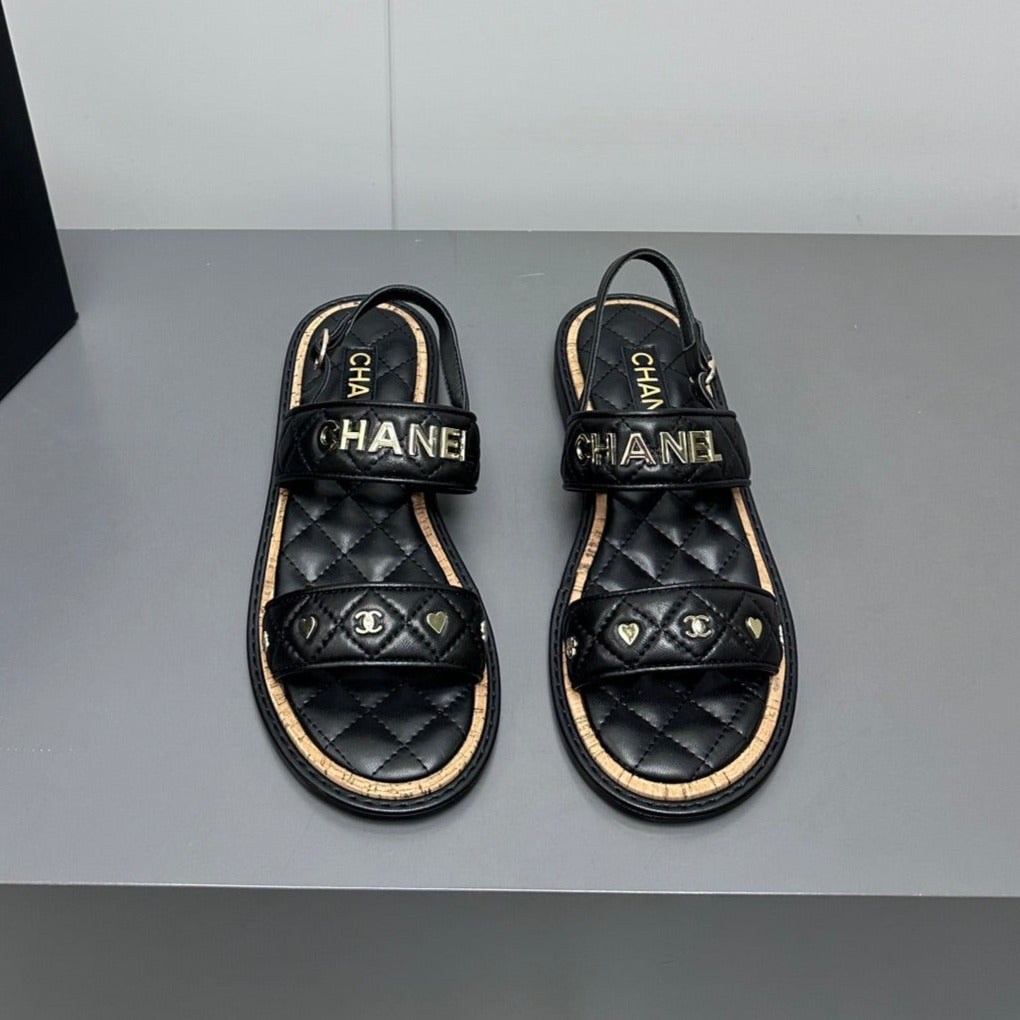 Dad sandals black calf leather - 35