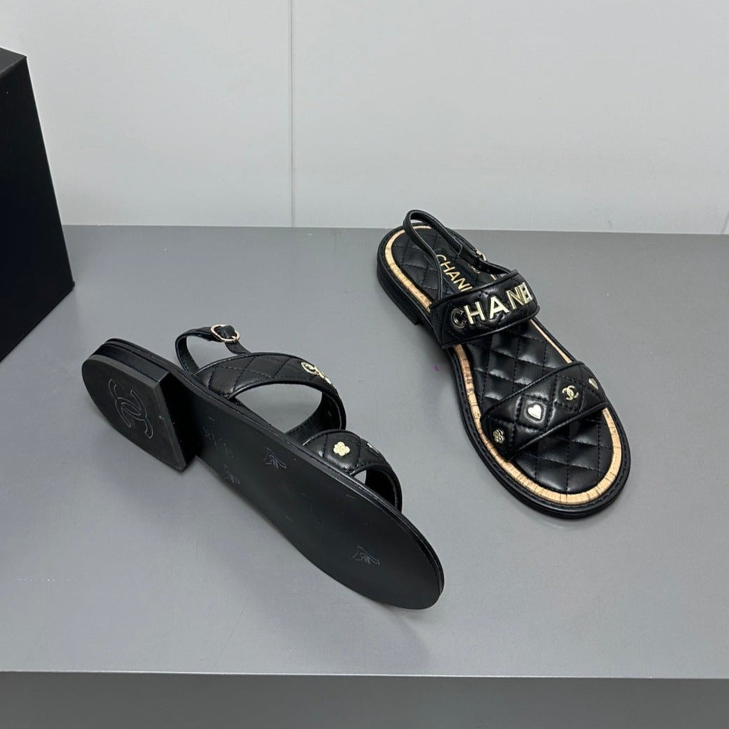 Dad sandals black calf leather - 35
