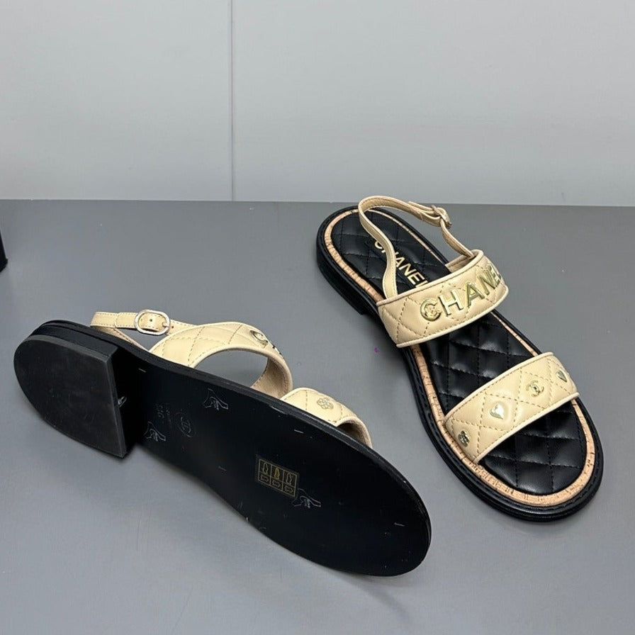 Dad sandals cream yellow calf leather - 35