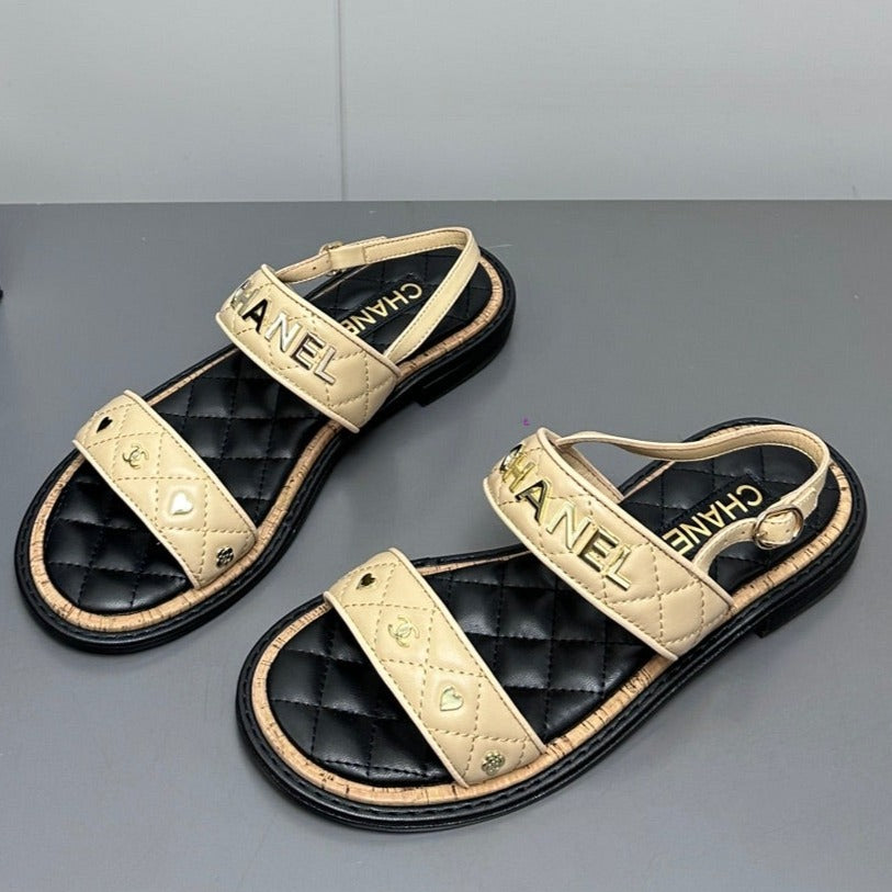 Dad sandals cream yellow calf leather - 35