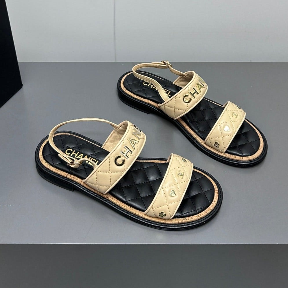 Dad sandals cream yellow calf leather - 35