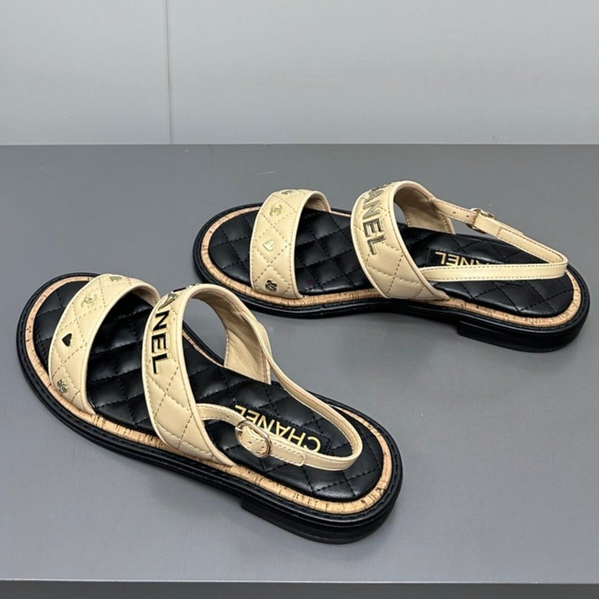 Dad sandals cream yellow calf leather - 35
