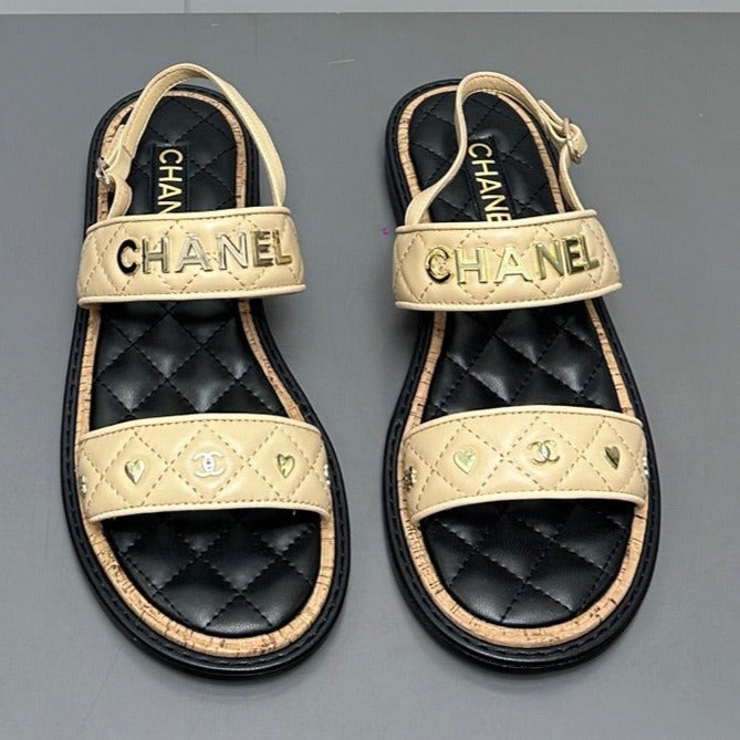 Dad sandals cream yellow calf leather - 35