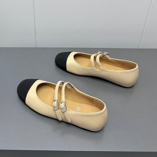 CC pearl Mary Jane flat shoes yellow cream - 35