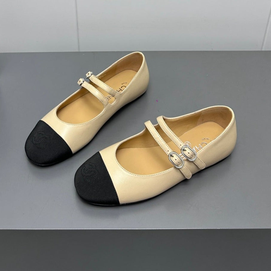 CC pearl Mary Jane flat shoes yellow cream - 35