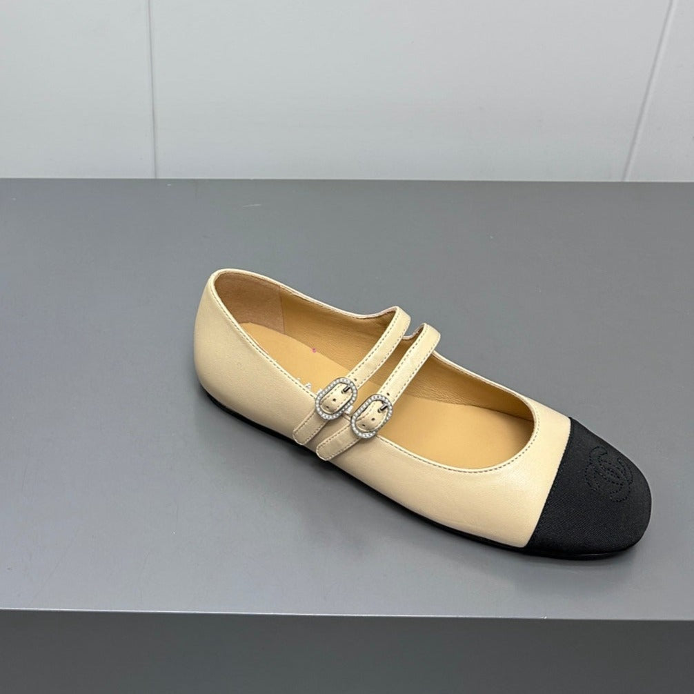 CC pearl Mary Jane flat shoes yellow cream - 35
