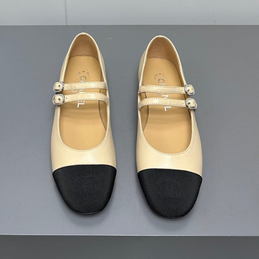 CC pearl Mary Jane flat shoes yellow cream - 35