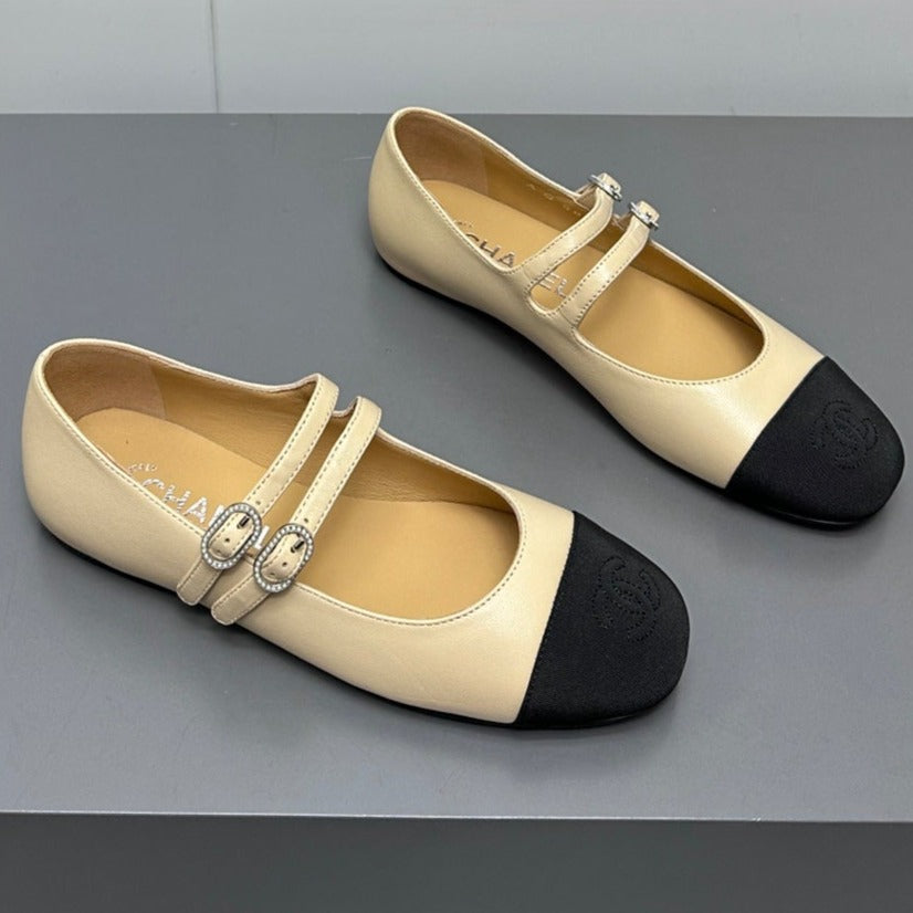 CC pearl Mary Jane flat shoes yellow cream - 35