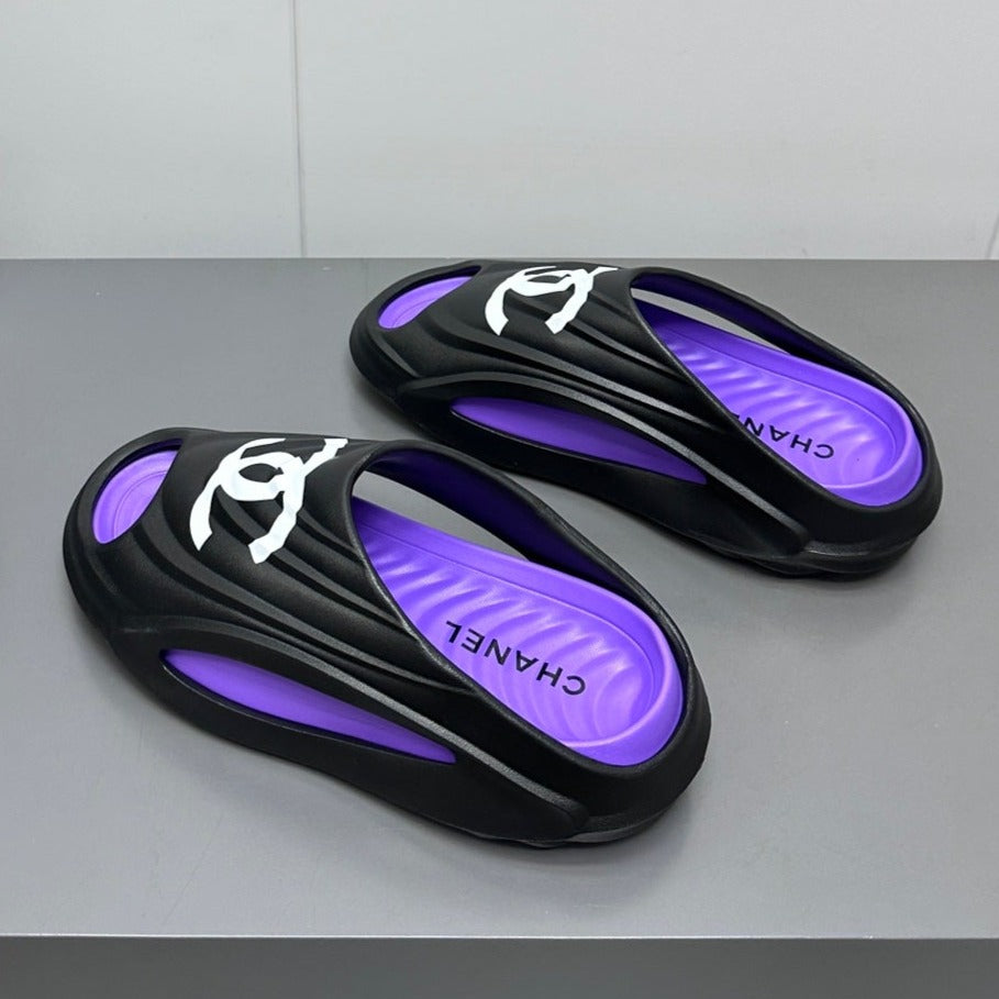 New Double C Foam Lightweight Slippers Boat Black Purple - 35