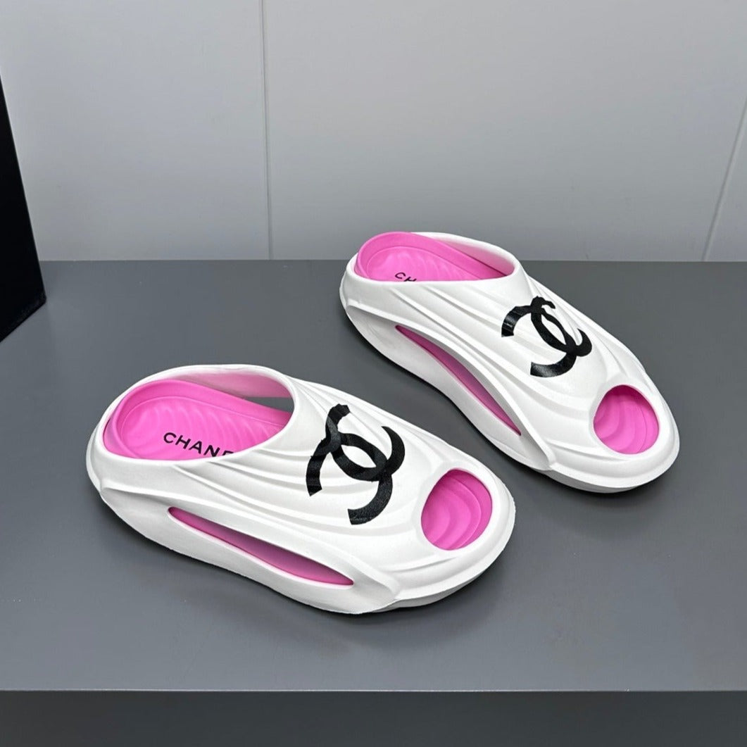 New Double C Foam Lightweight Slippers Boat White Pink - 35