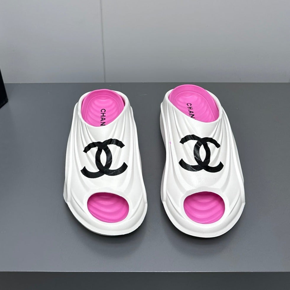 New Double C Foam Lightweight Slippers Boat White Pink - 35