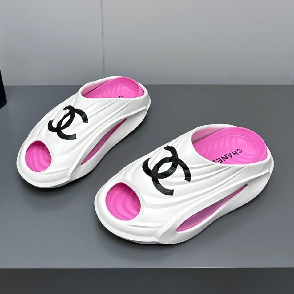 New Double C Foam Lightweight Slippers Boat White Pink - 35