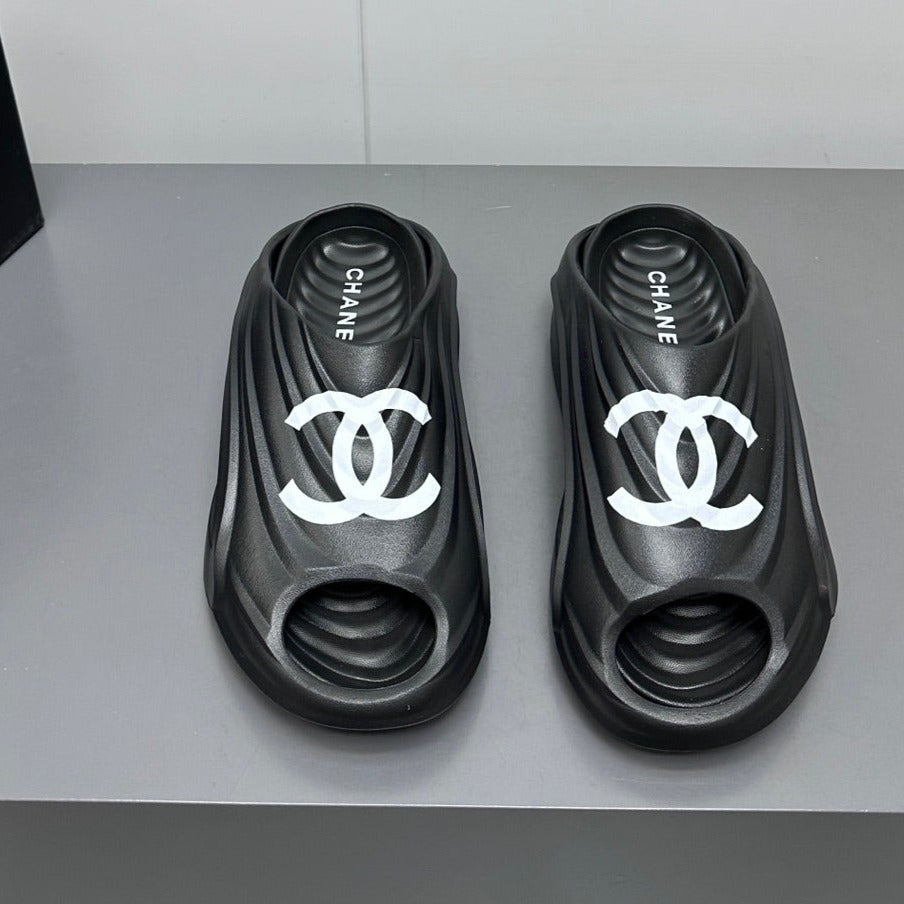New Double C Foam Lightweight Slippers Boat Black - 35