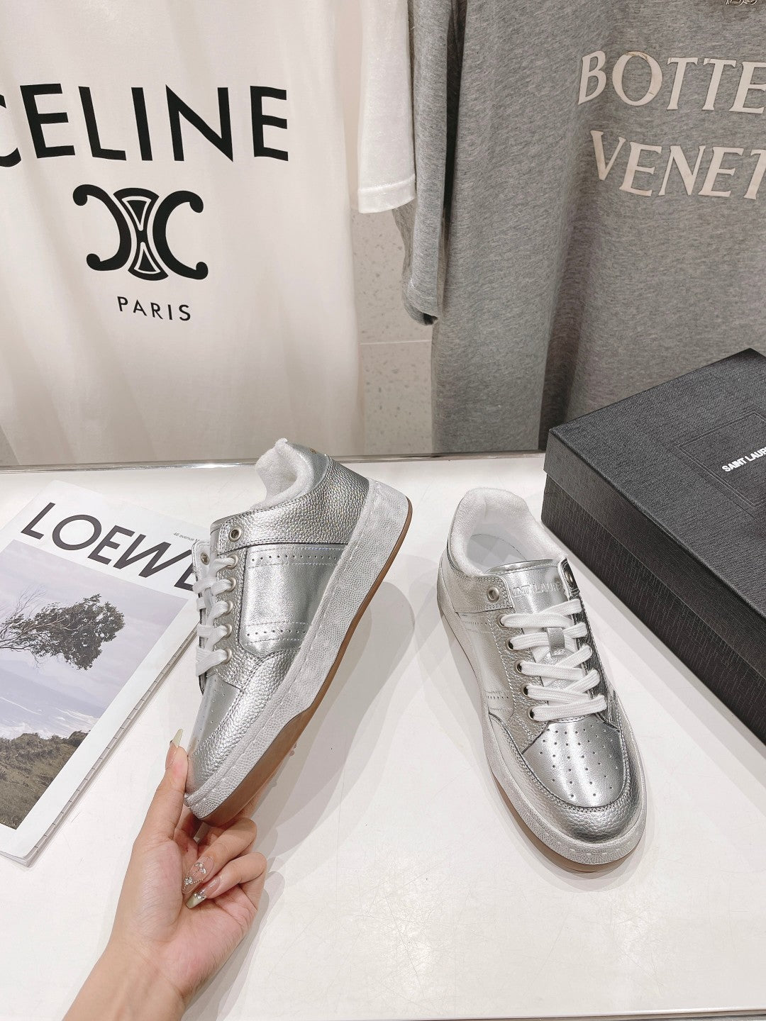 SL SL/61 SNEAKERS SILVER PERFORATED CALFSKIN - 35