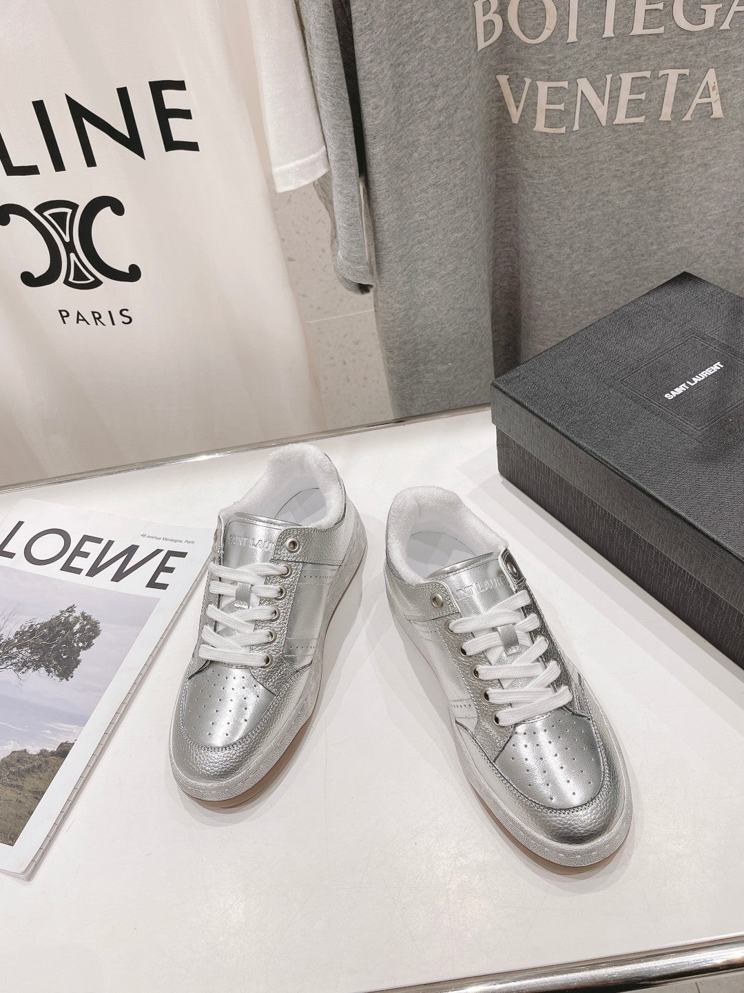 SL SL/61 SNEAKERS SILVER PERFORATED CALFSKIN - 35