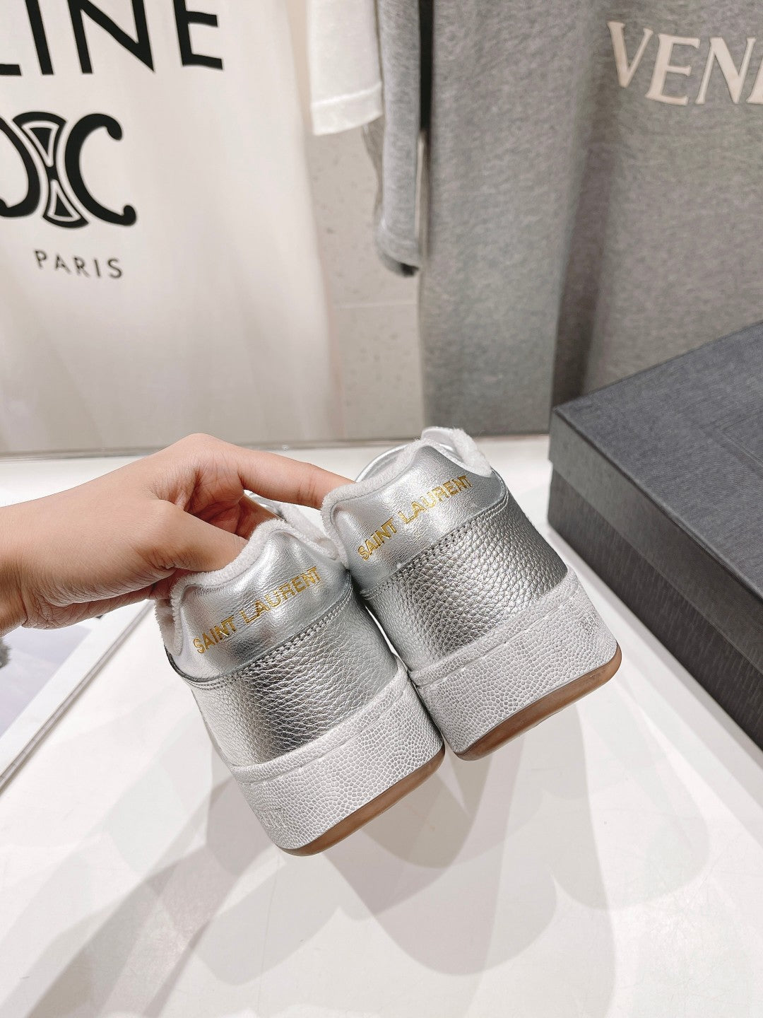 SL SL/61 SNEAKERS SILVER PERFORATED CALFSKIN - 35