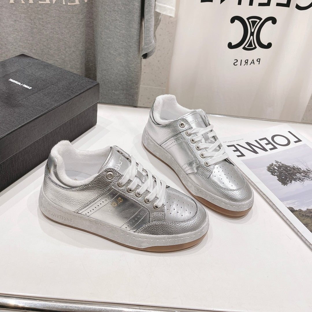 SL SL/61 SNEAKERS SILVER PERFORATED CALFSKIN - 35