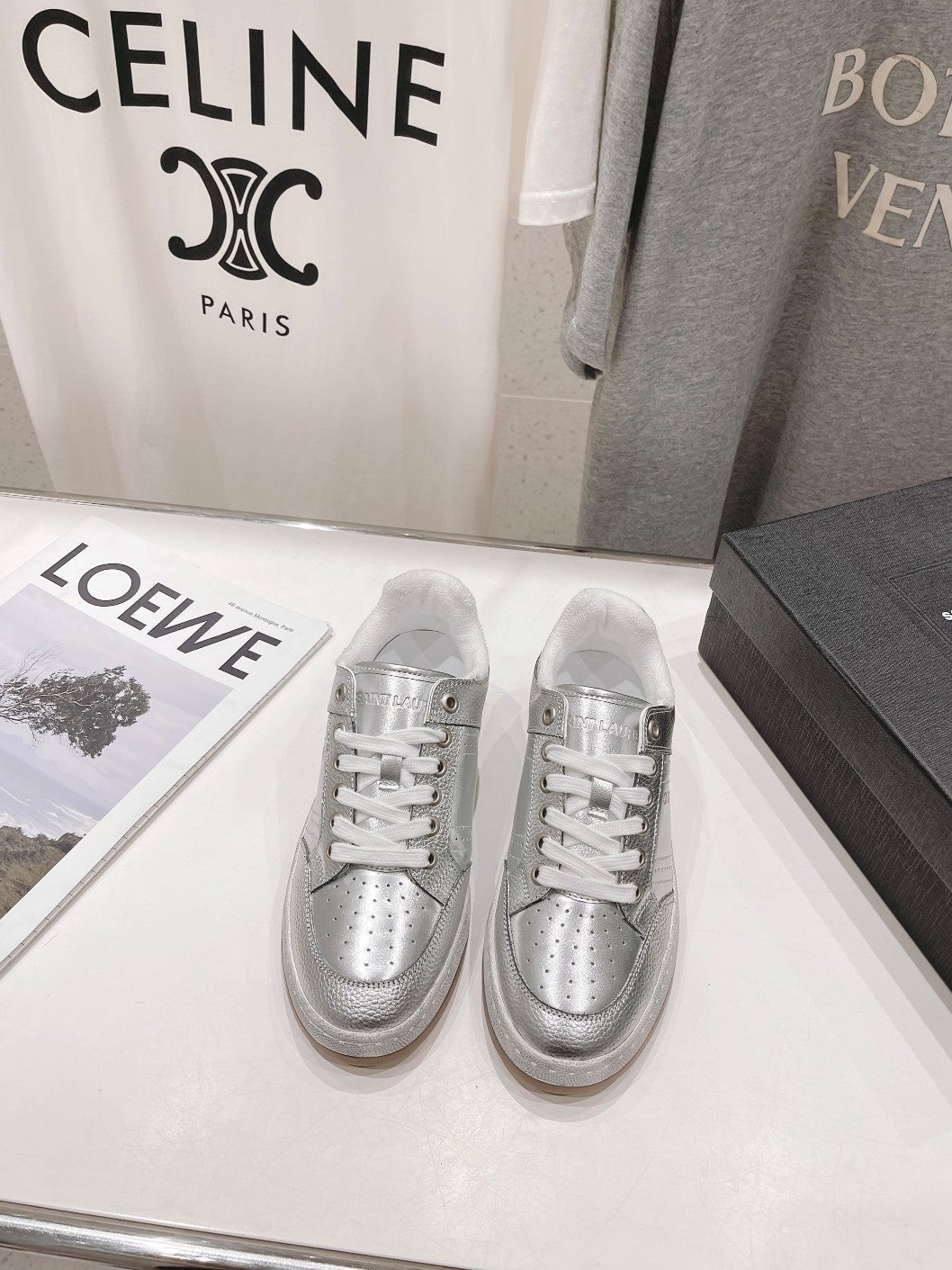 SL SL/61 SNEAKERS SILVER PERFORATED CALFSKIN - 35