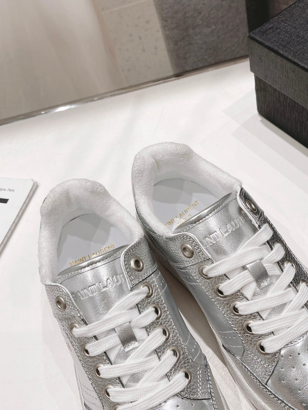 SL SL/61 SNEAKERS SILVER PERFORATED CALFSKIN - 35