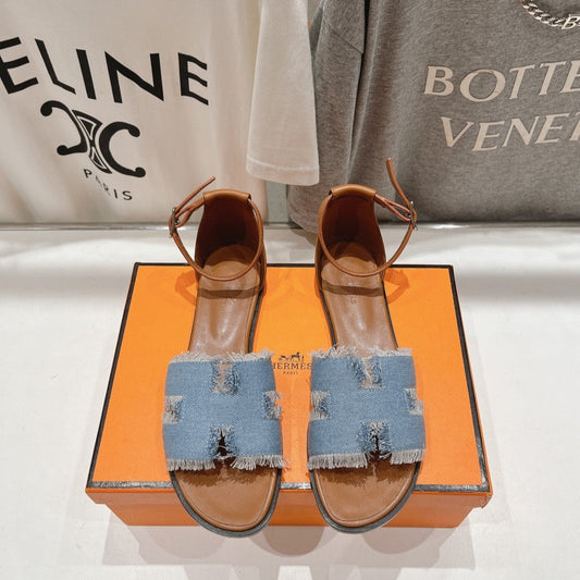 SANTORINI SANDAL BLEU CLAIR LAMBSKIN - 35