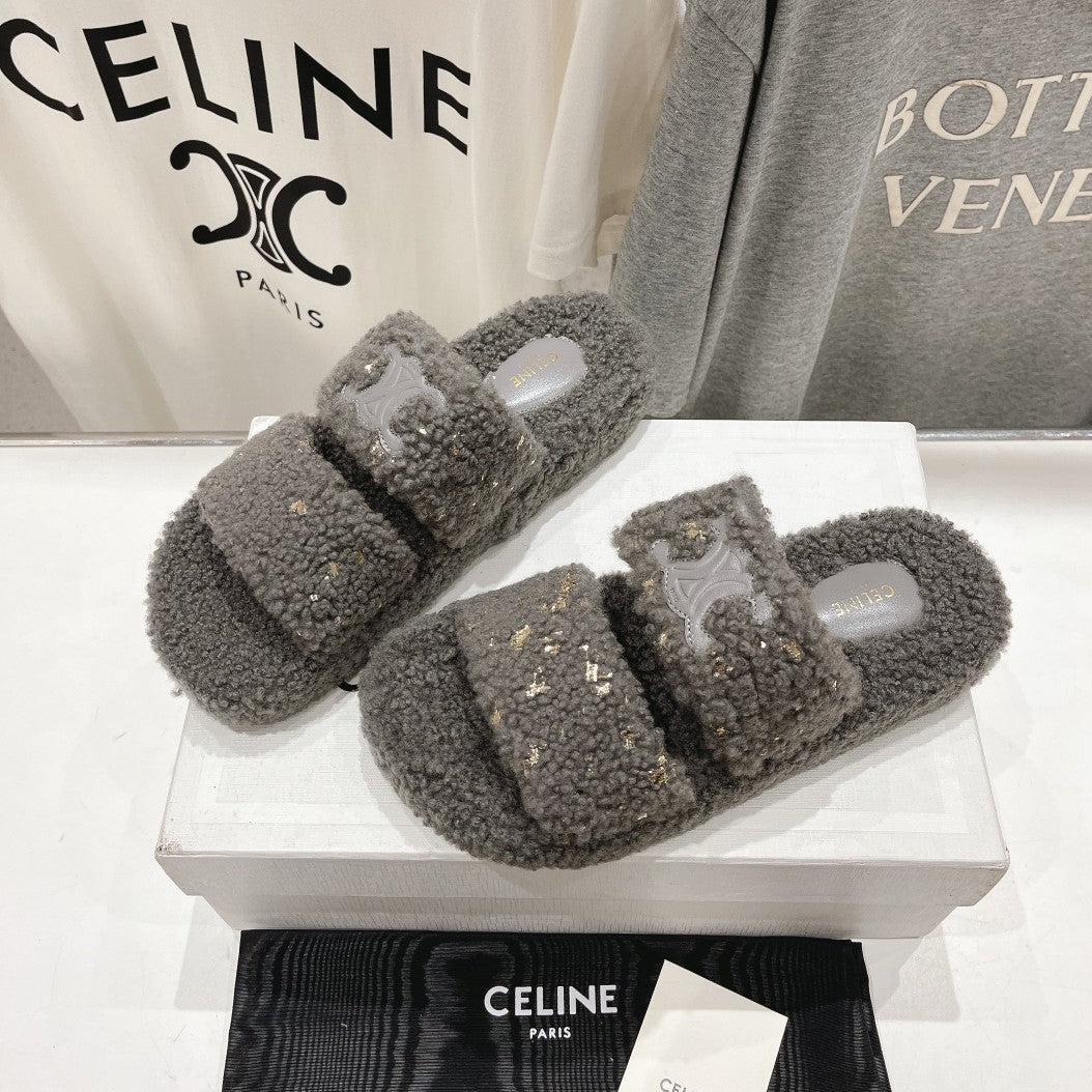 DAD SANDALS FOSSIL GRAY PURE SHEEP WOOL - 35