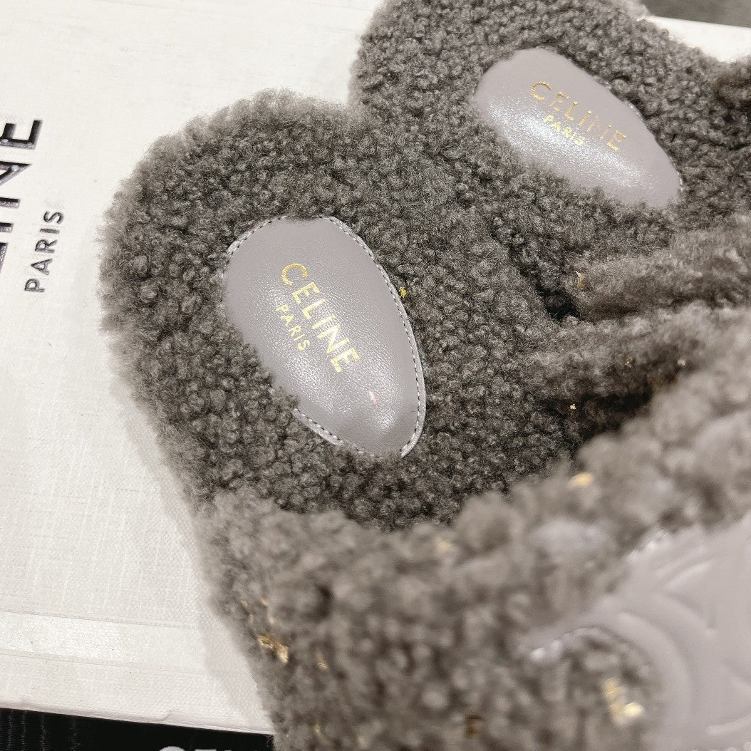 DAD SANDALS FOSSIL GRAY PURE SHEEP WOOL - 35