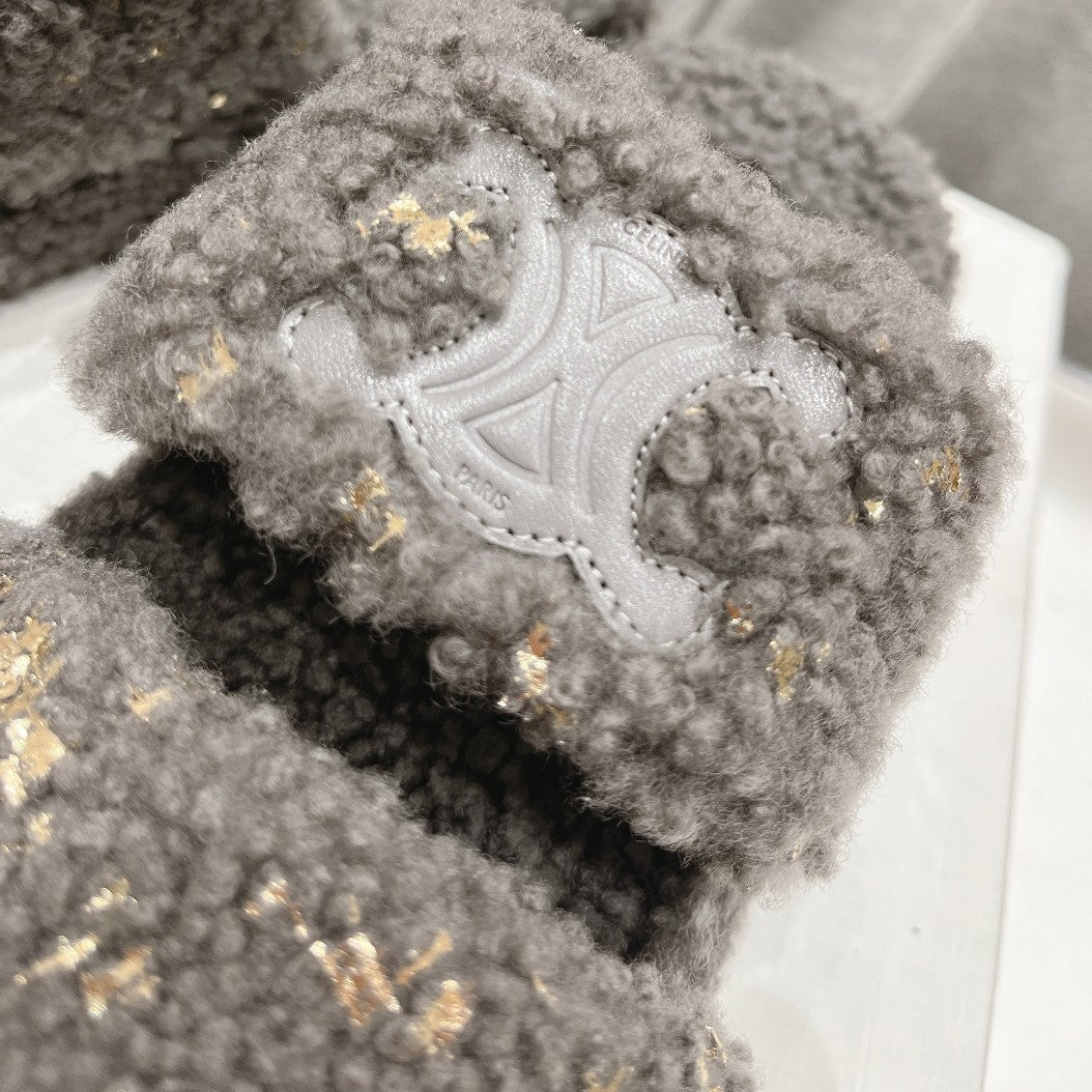 DAD SANDALS FOSSIL GRAY PURE SHEEP WOOL - 35