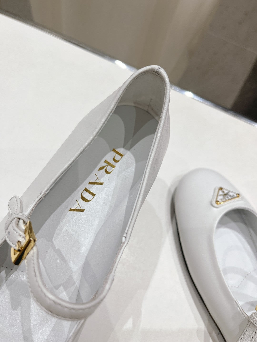 PRA NAPPA LEATHER BALLERINAS WHITE - 34