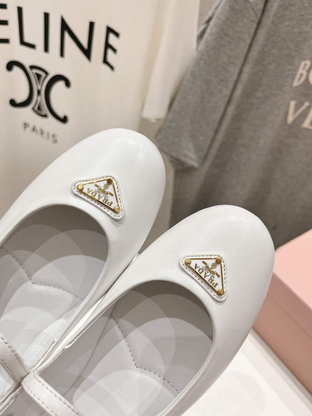 PRA NAPPA LEATHER BALLERINAS WHITE - 34