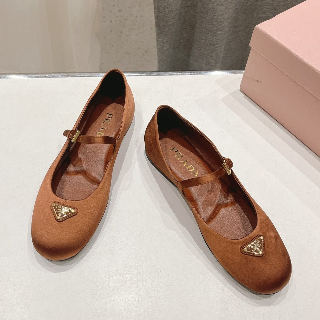 PRA SATIN BALLERINAS BROWN - 34