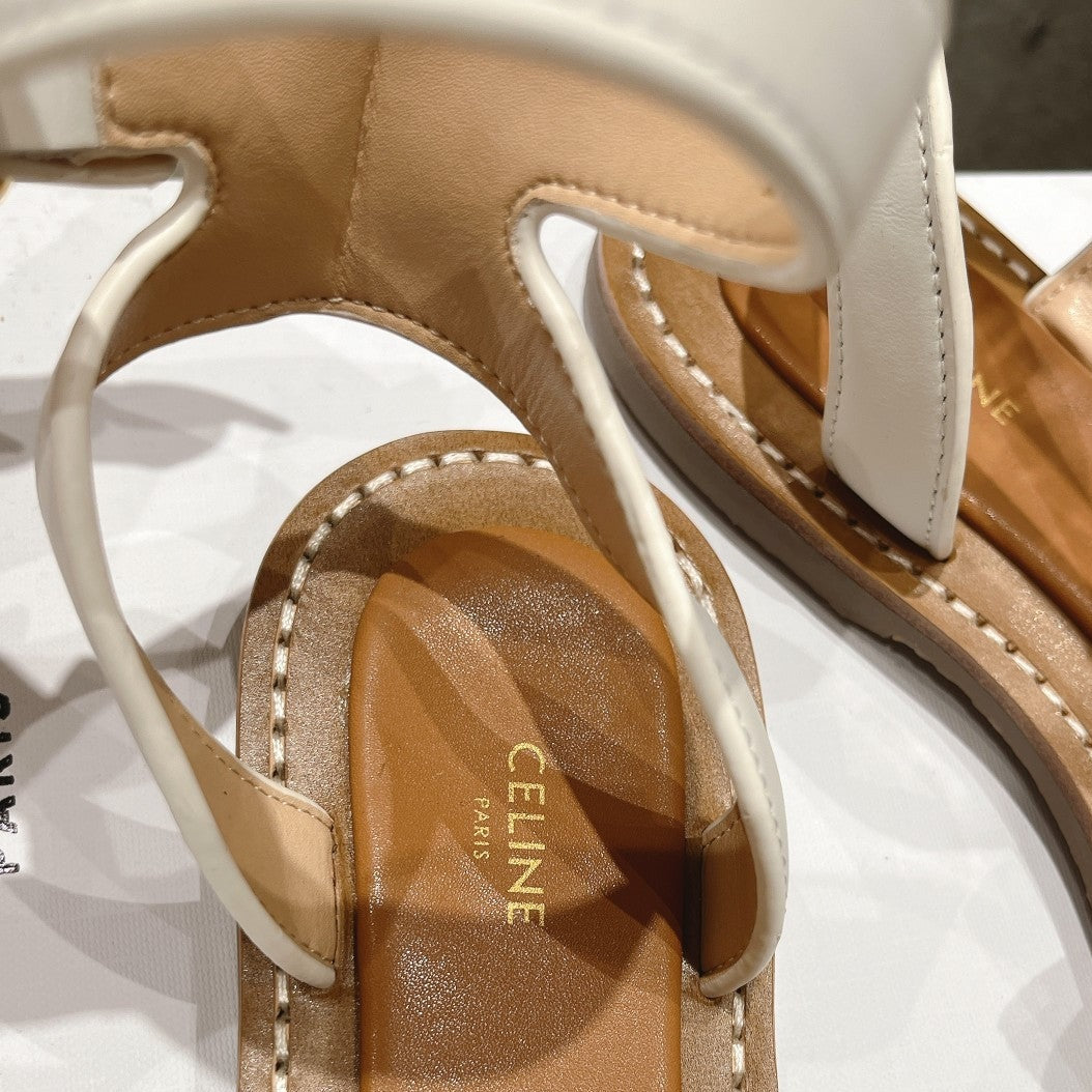 LYMPIA SANDAL IN TRIOMPHE MACCRAMÉ COTTON & CALFSKIN OFF WHITE / NAVY - 35