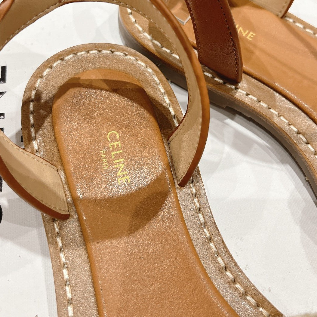 LYMPIA SANDAL IN TRIOMPHE MACCRAMÉ COTTON & CALFSKIN ECRU TAN - 35