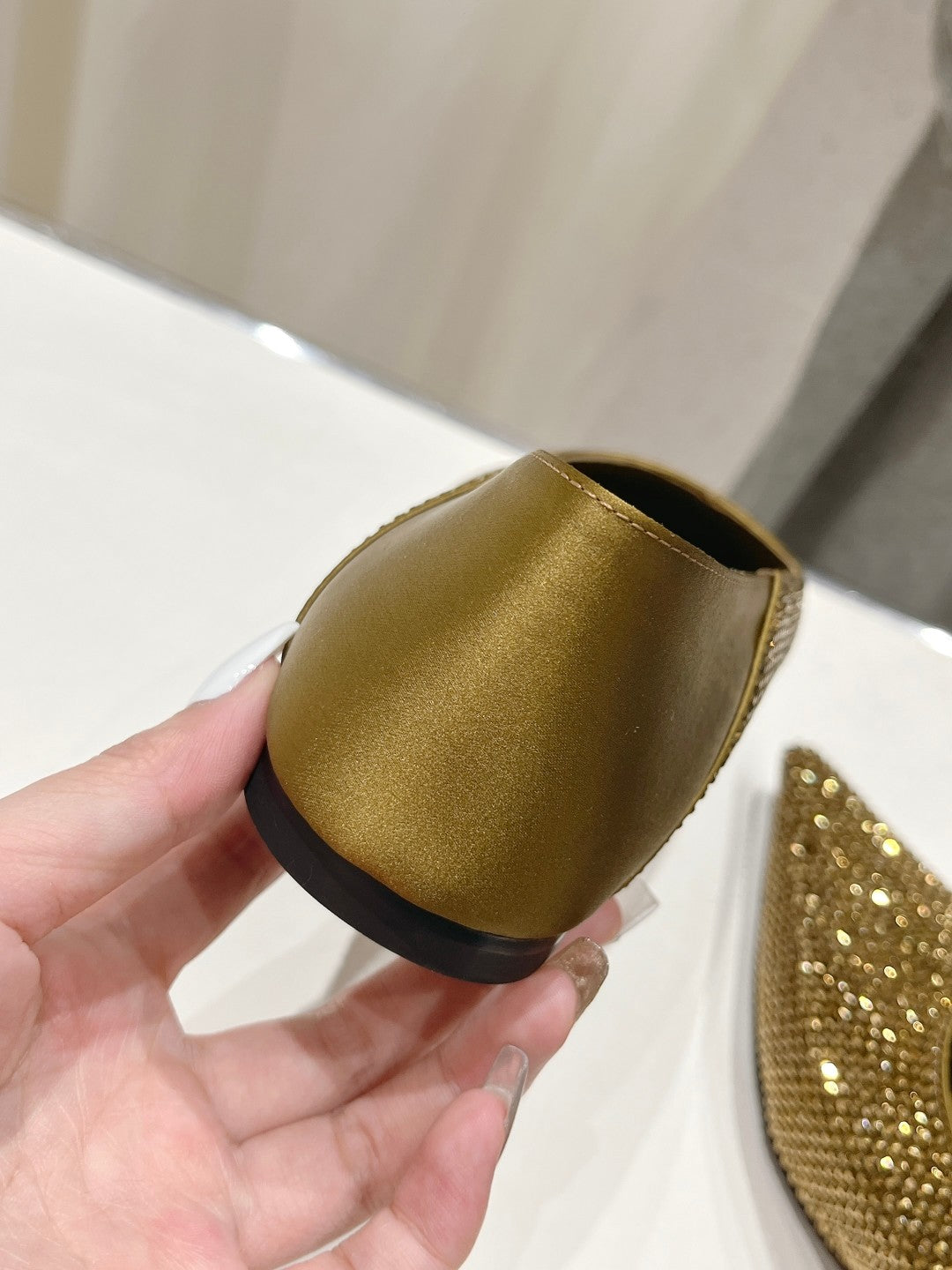 SL NOUR LEOPARD POINT TOE BALLET MUSTARD CRYSTAL SATIN - 35