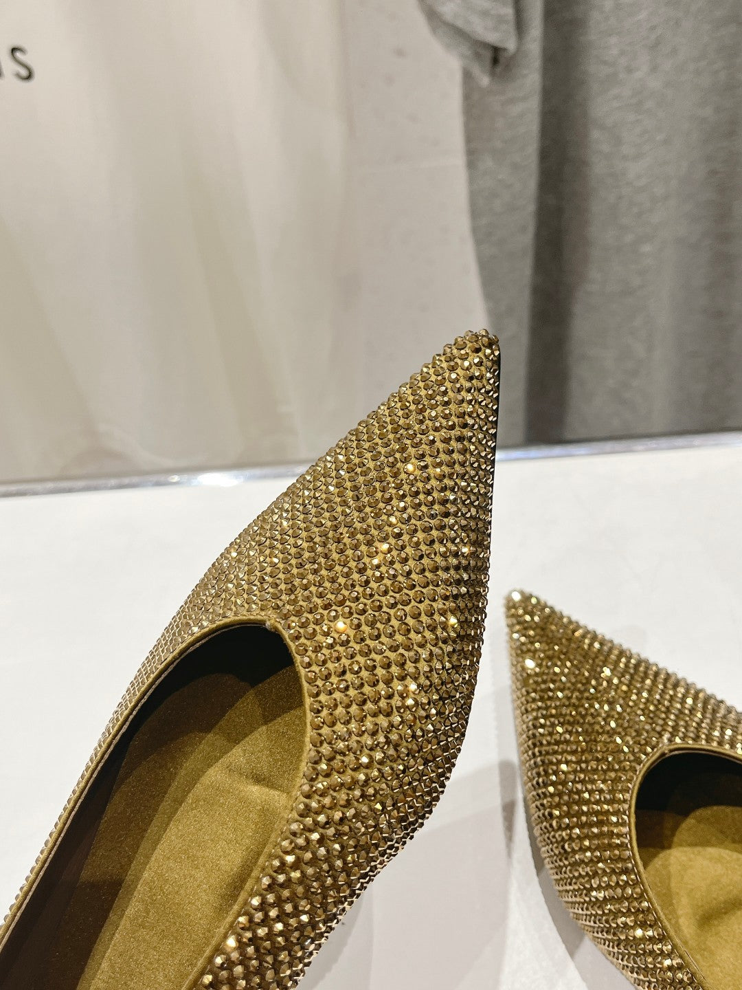 SL NOUR LEOPARD POINT TOE BALLET MUSTARD CRYSTAL SATIN - 35