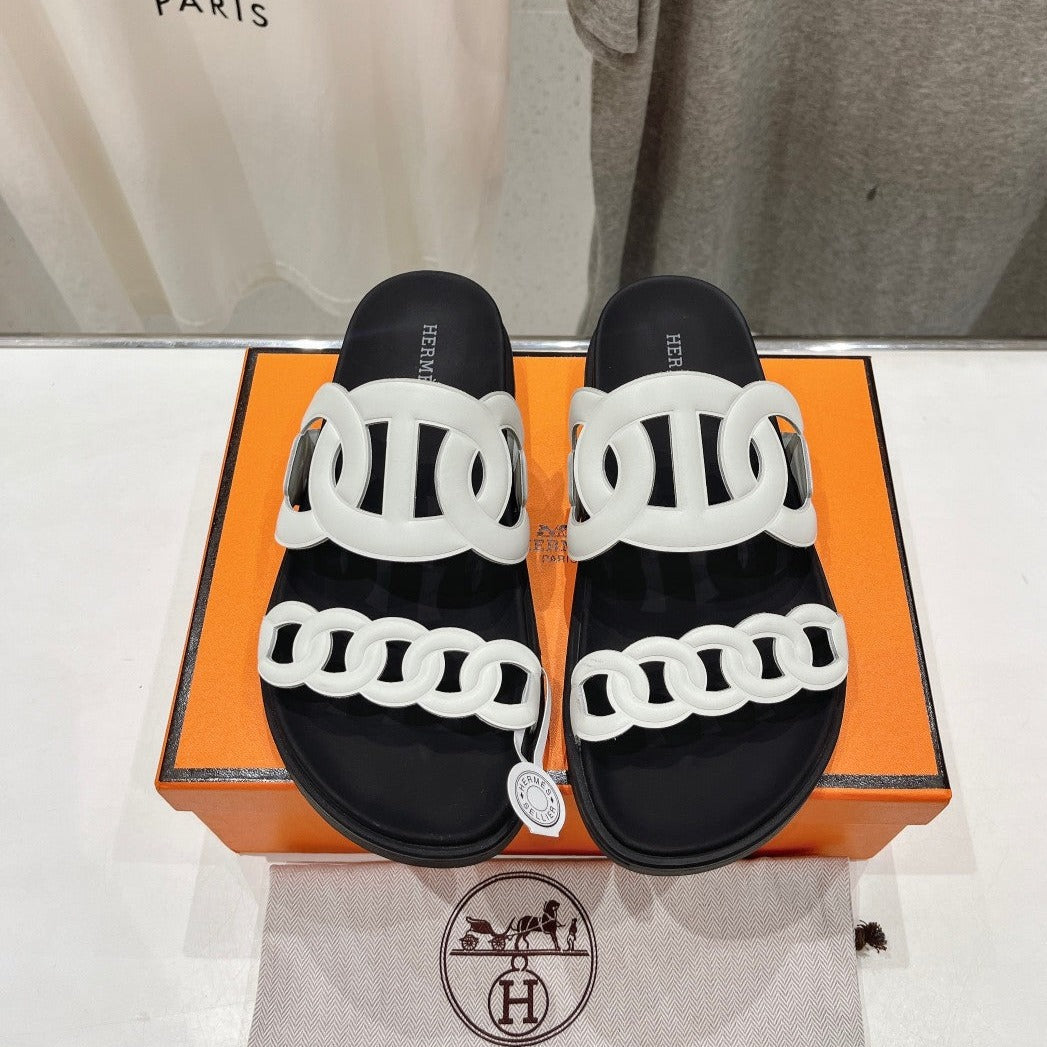 EXTRA SANDAL BLACK MIX WHITE CALFSKIN - 35