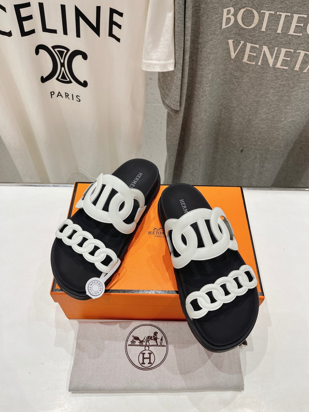 EXTRA SANDAL BLACK MIX WHITE CALFSKIN - 35