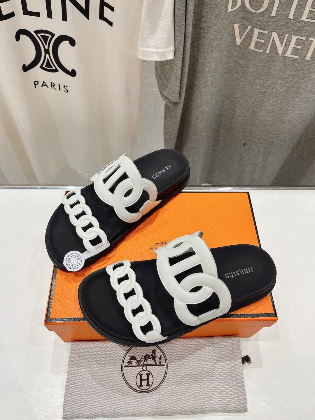 EXTRA SANDAL BLACK MIX WHITE CALFSKIN - 35