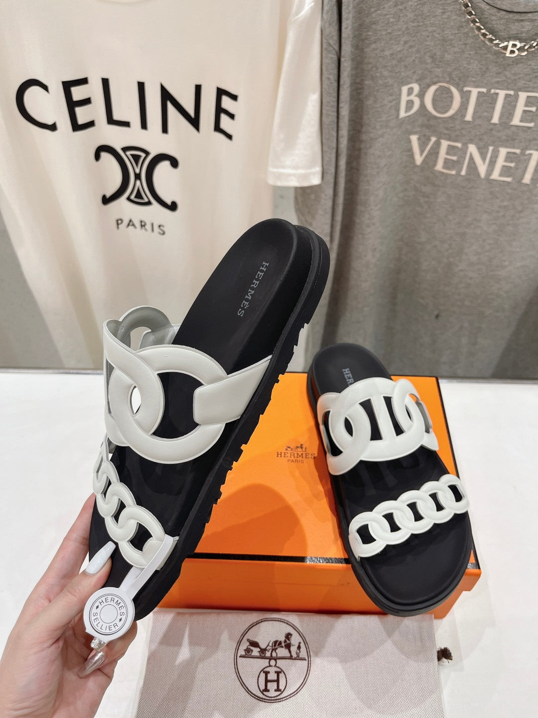 EXTRA SANDAL BLACK MIX WHITE CALFSKIN - 35