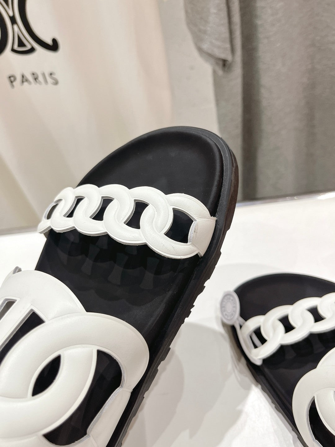 EXTRA SANDAL BLACK MIX WHITE CALFSKIN - 35