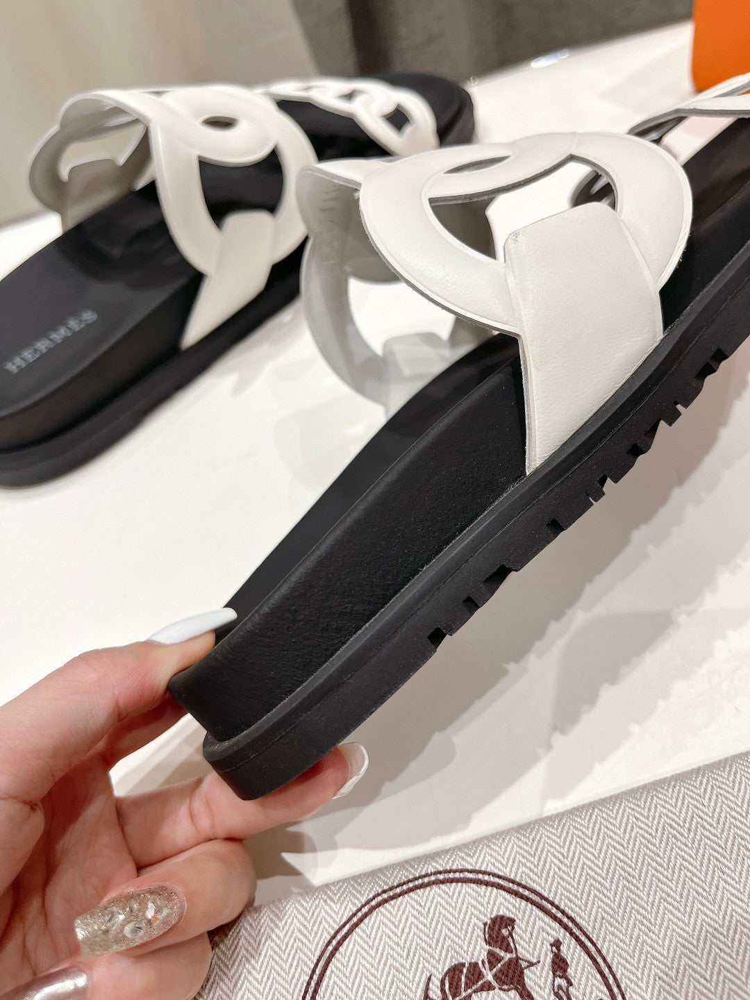 EXTRA SANDAL BLACK MIX WHITE CALFSKIN - 35