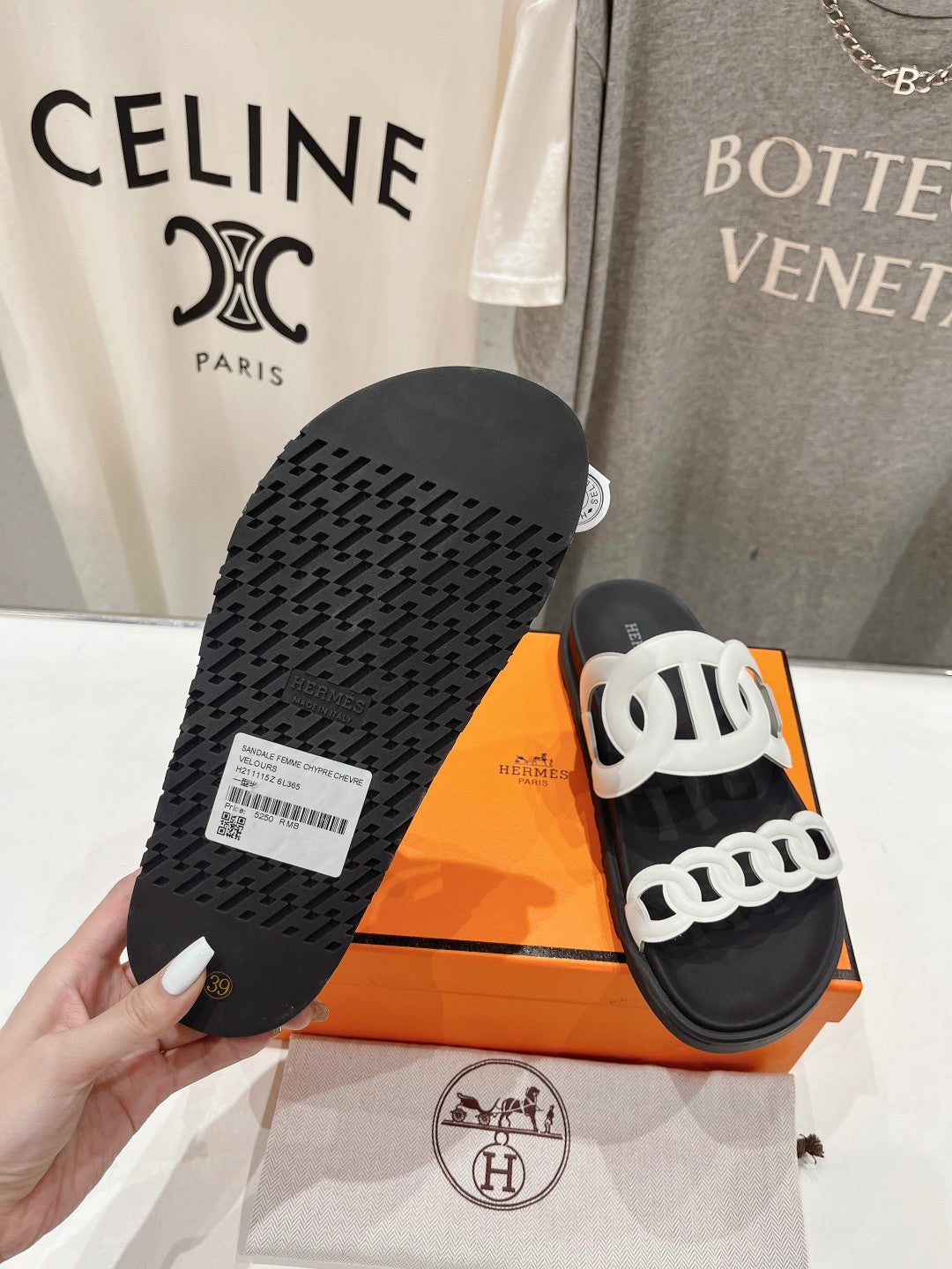 EXTRA SANDAL BLACK MIX WHITE CALFSKIN - 35